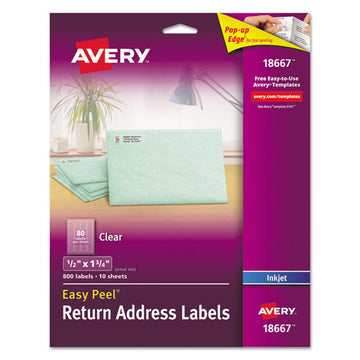 Avery® Matte Clear Easy Peel Mailing Labels W- Sure Feed Technology, Inkjet Printers, 0.5 X 1.75, Clear, 80-sheet, 10 Sheets-pack freeshipping - TVN Wholesale